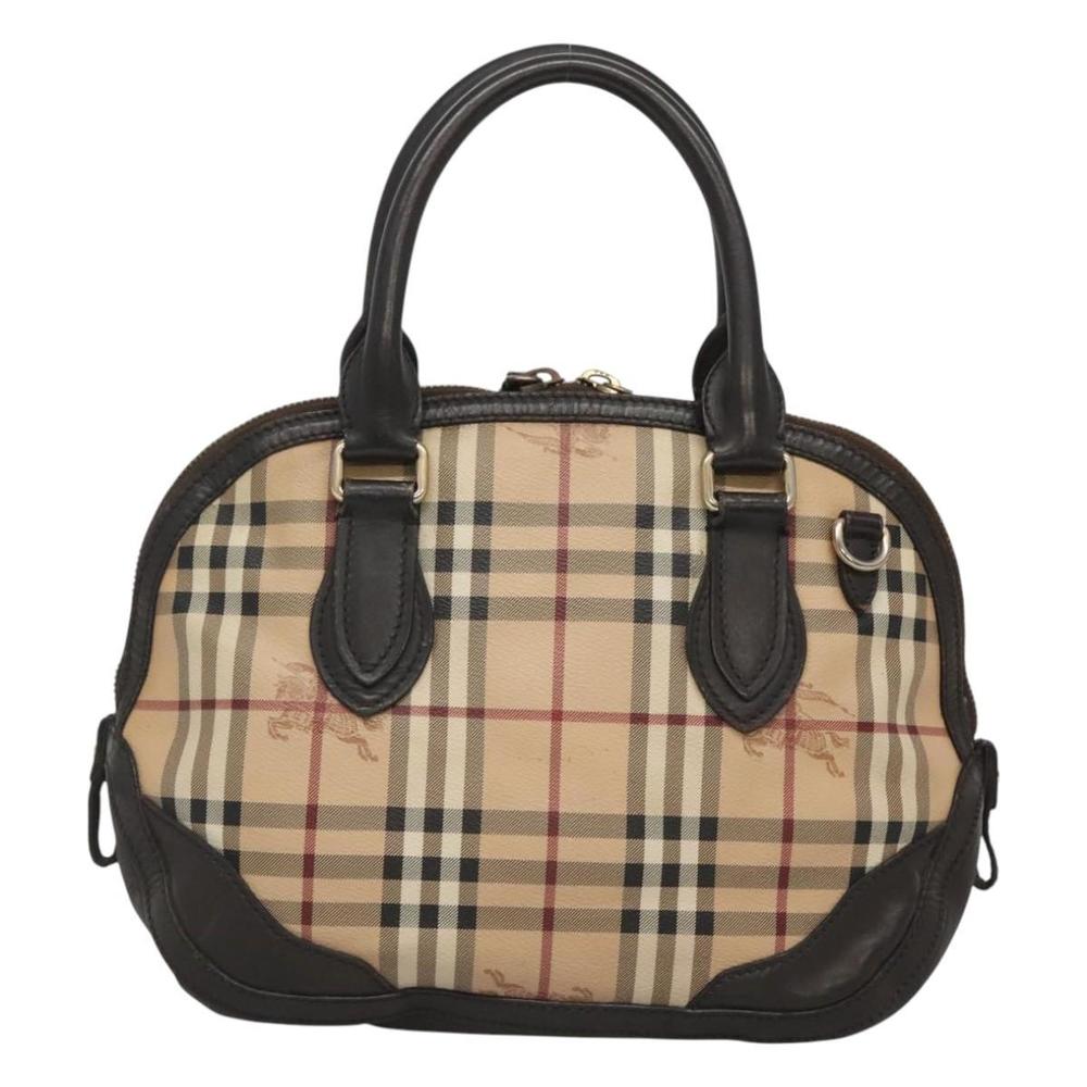 BURBERRY Nova Check Hand Bag PVC Beige Gold Auth 124791 - Picture 2 of 16
